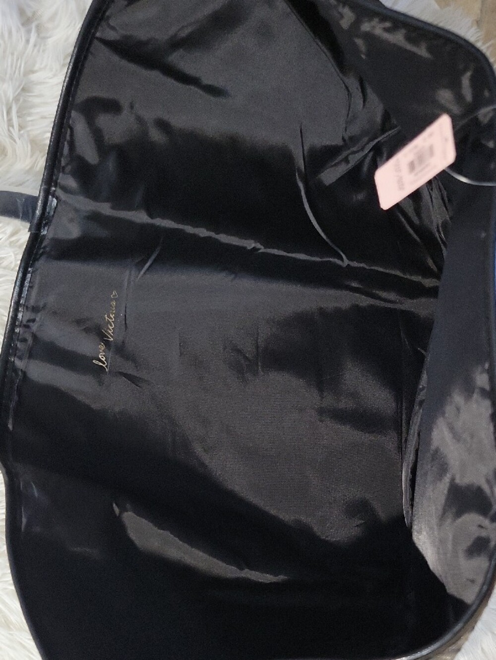 Victoria's Secret Black Sequin Stripe Tote - Pink & Gold Accent - Picture 7 of 12